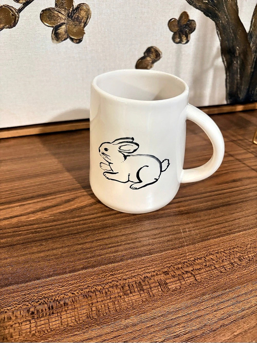Rae Dunn Hop To It Bunny Mug White & Black